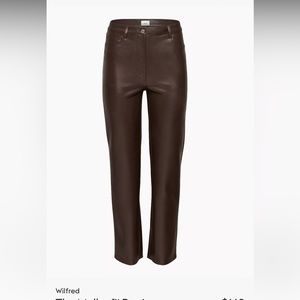 Aritzia Wilfred Rich Mocha Brown Melina High Waisted Vegan Leather Pants